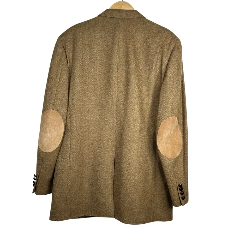 Lauren Ralph Lauren Blazer Men's 44L Brown Wool Elbow Patch 2 Button Sport Coat